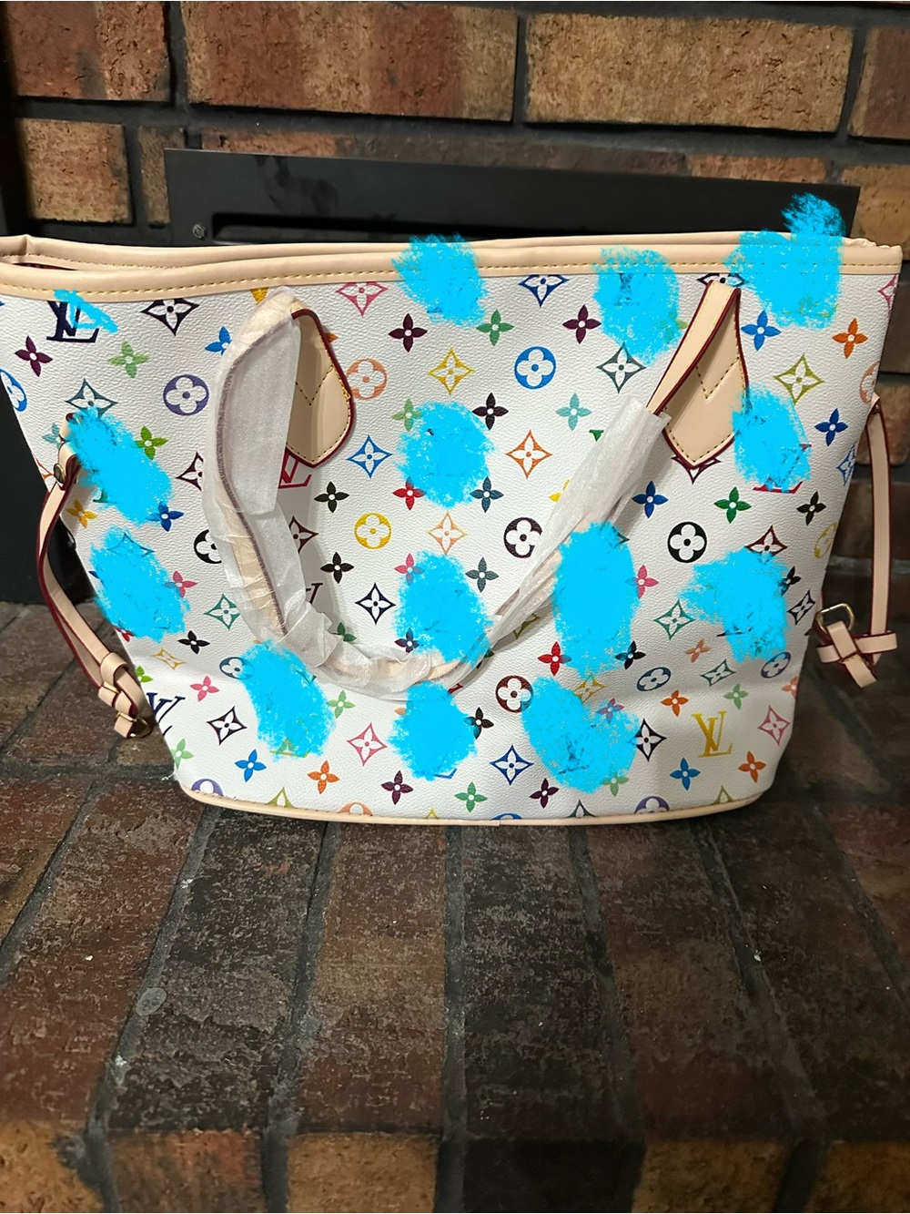 White Multicolor Tote Bag